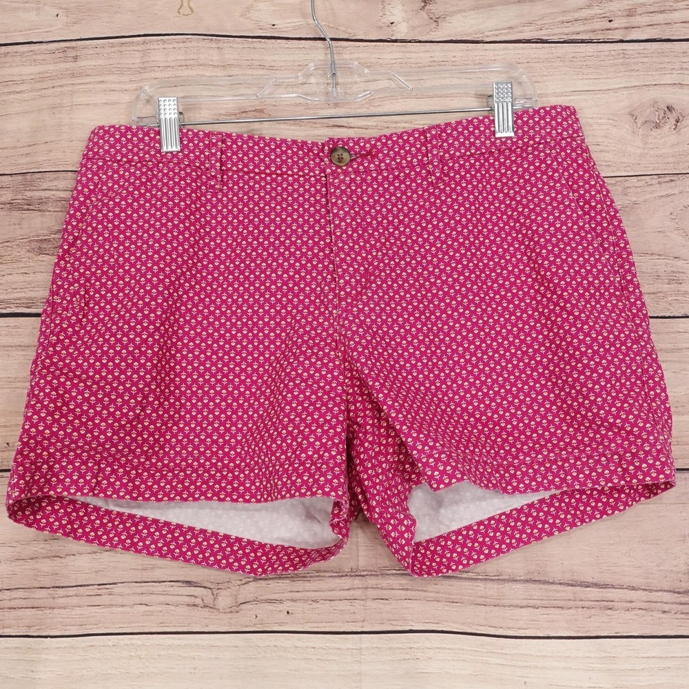 Old Navy Chino Shorts Womens Size 10 Pink Twill Floral 34 Waist 3.5 Inseam